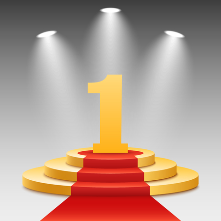 Gold podium with a red carpet on transparent background.のイラスト素材