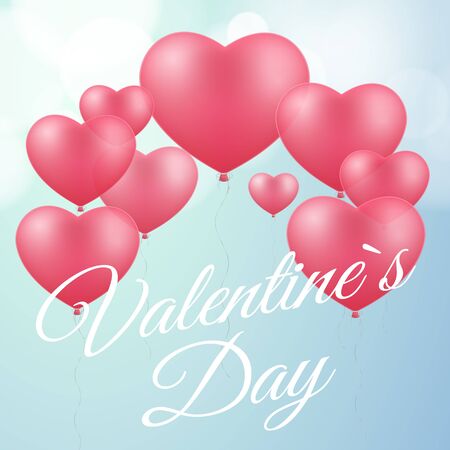 Valentine's day card design with balloon hearts Vector illustrationのイラスト素材