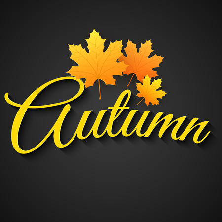 Autumn background. Seasonal banner. Invitation greeting card. Calligraphy. Orange maple leaves. Maple leaves. Festive cover. Vector illustration EPS 10のイラスト素材