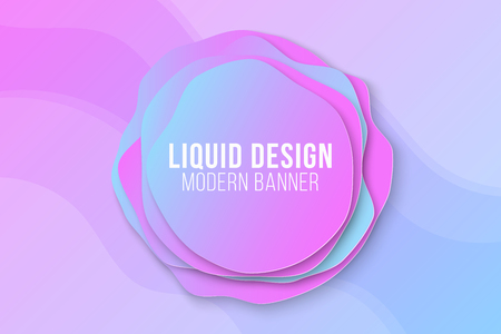 Liquid color abstract banner. Liquid colored forms and line. Gradient abstract banner with flowing liquid shapes.のイラスト素材