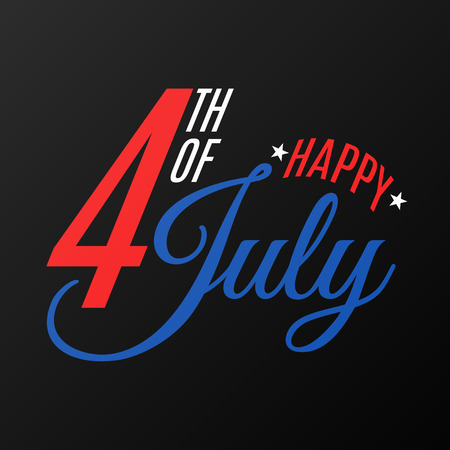 Happy Independence Day. Festive flat text banner on a black background. Gift card for 4th of July. United States of America. Vector illustration EPS 10のイラスト素材