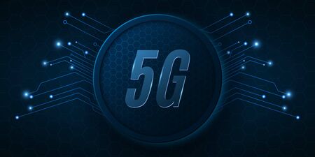 Modern banner for 5G network. High tech circuit board. Modern technology design. Vector Illustration.のイラスト素材