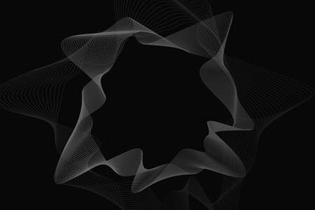 Stylish wavy shapes for your design. Abstract background of flow white waves for technology or science cover. Random light shapes. Trendy frame. Vector illustration. EPS 10.のイラスト素材