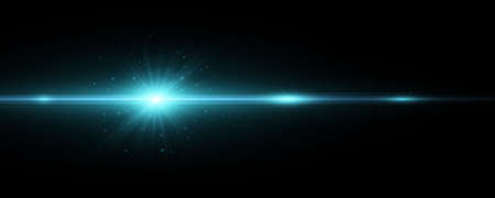 Stylish blue light effect isolated on a dark background. Vector footage for your project. Lens...