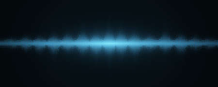 Sound light waves with halftone effect. Abstract background with glowing music equalizer for club...