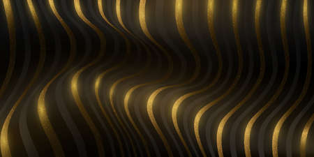 Futuristic, abstract 3d waveforms background for digital, scientific or technology design. Golden,...