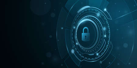 Network protection background design .Digital HUD GUI UI with light effects. Futuristic, sci fi user interface. Cyber security. Vector illustration. EPS 10のイラスト素材