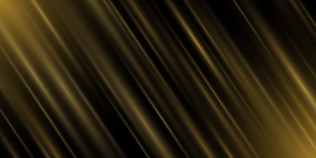 Golden light effect of rays isolated on black background. Luxurious abstract background for holiday. Glowing lines. Vector illustration.のイラスト素材