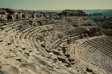 Theater view from Miletos ancient city. Milet, AydÄ±n, Turkey.の写真素材