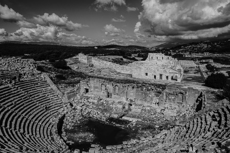 Theater of Patara Ancient City in Kas, Antalya, Turkey. Black and white view.の写真素材