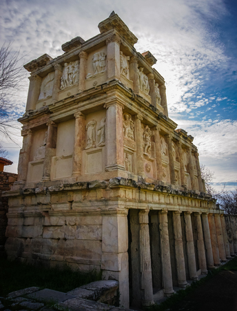 The Sebasteion of Aphrodisias (Afrodisias) Ancient City in Caria, Karacasu, Aydin, Turkey. Aphrodisias was named after Aphrodite, the Greek goddess of love. Hellenistic and Roman settlement.の写真素材