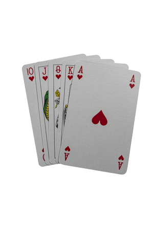 Poker playing cards isolated on white background.