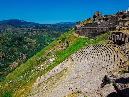 Theater of Pergamon (Pergamum) Ancient City in Bergama, Izmir, Turkey. Acropolis of Pergamon. Old ruin.の写真素材