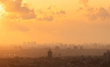 Silhouette of the city at sunset. Istanbul, Turkeyの写真素材