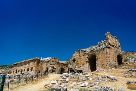 Hierapolis Ancent City ruins in Pamukkale, Denizli, Turkey. Roman theater exterior view.の写真素材