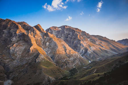 Beautiful landscape with high mountains at sunset. Amazing scene with Taurus mountains. Nigde,...