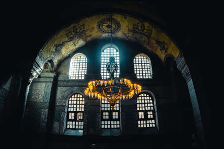 Istanbul, Turkey / September 03 2019: Interior view of the Hagia Sophia (Church of the Holy Wisdom)