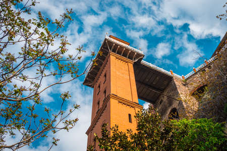 The Historical Elevator view on Dario Moreno Street. Izmir, Turkey.の写真素材
