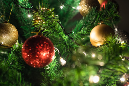 2023 Happy New Year. Christmas concept and background with christmas ornates. selective focus.の写真素材