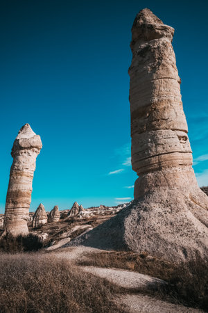 Love valley in Cappadocia. Popular travel destination in Nevsehir, Turkey.の写真素材
