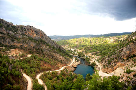 mountains and lakeの写真素材