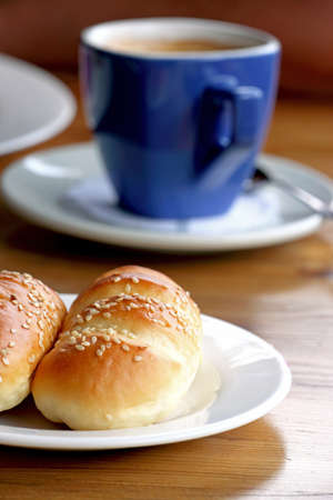 a cup and breadの写真素材