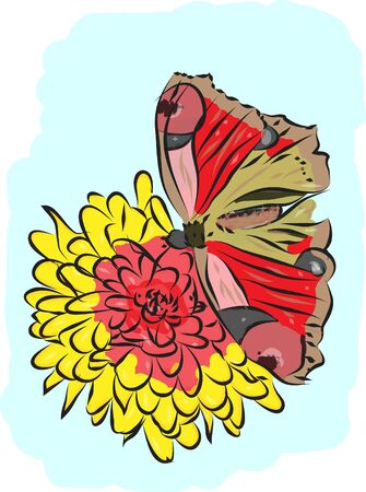   butterfly and flowerのイラスト素材