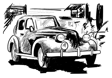 a very old carのイラスト素材