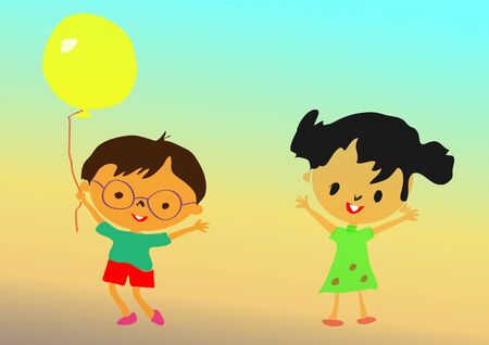 boy and girlのイラスト素材