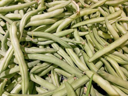 green beans on the marketの写真素材