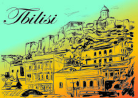 landscape with housesのイラスト素材