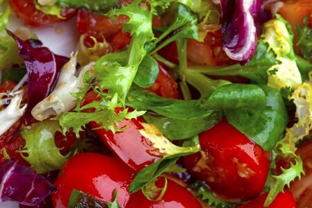 fresh vegetable salad with tomatoesの写真素材