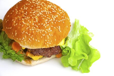 hamburger isolated on whiteの写真素材