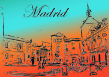 a street in the Madridのイラスト素材