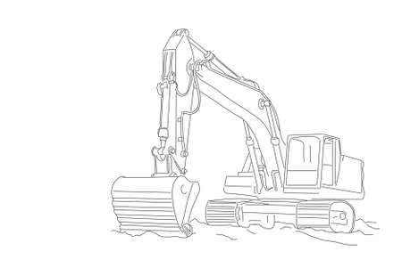 excavator on the building siteのイラスト素材