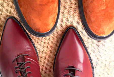 boots and shoes isolated on whiteの写真素材