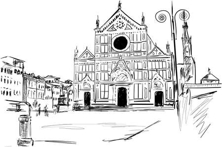 a old basilica in the Italyのイラスト素材