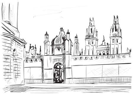 a sketch of the city of oxfordのイラスト素材