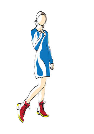 young model in style dressのイラスト素材