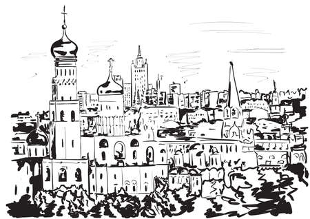 illustration of a view of the old city of Moscowのイラスト素材