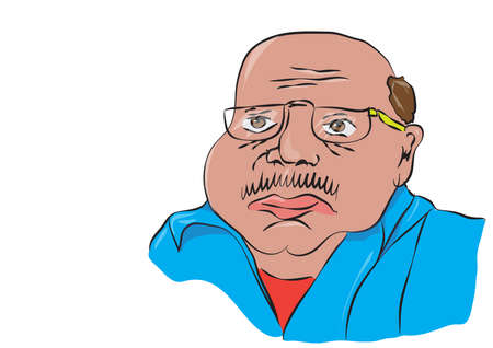 a portrait of a bald man with glassesのイラスト素材