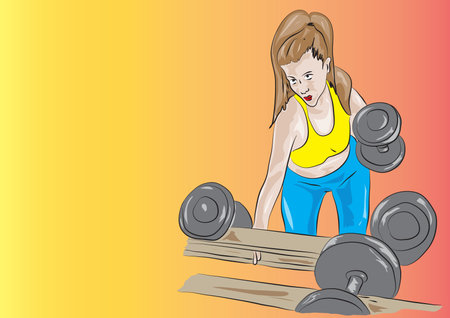 woman with dumbbell in gymのイラスト素材