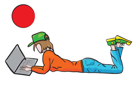 person working with a laptopのイラスト素材