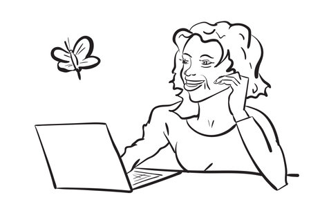 person with laptop on the jobのイラスト素材