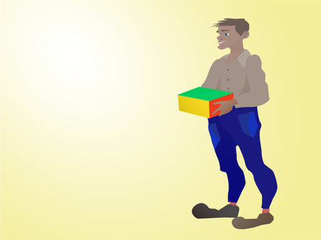 illustration person with box in handのイラスト素材