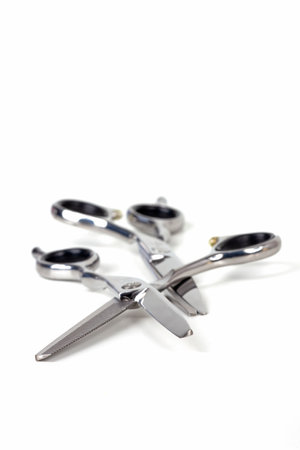 a new scissors on white in the hair salonの写真素材