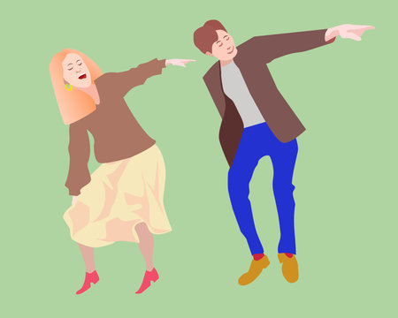 group of people dancing in the officeのイラスト素材