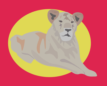 a big lioness lies in African safariのイラスト素材