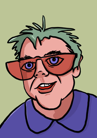 person with a big glass on faceの写真素材