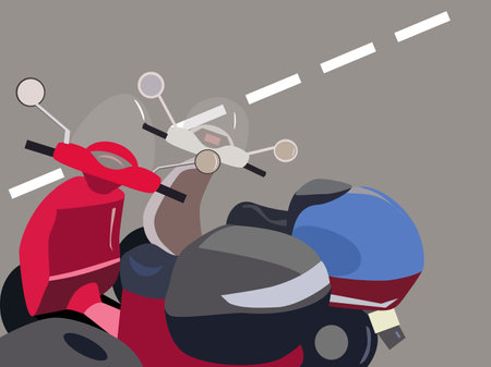 motor scooter on the road on a clear dayのイラスト素材